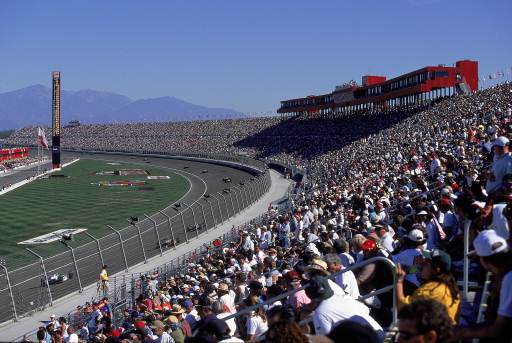 Under CART crowds like this at Fontana were common - all destroyed after the IRL was created. Now you can shoot a cannon into the grandstands at Fontana and not hit anyone.