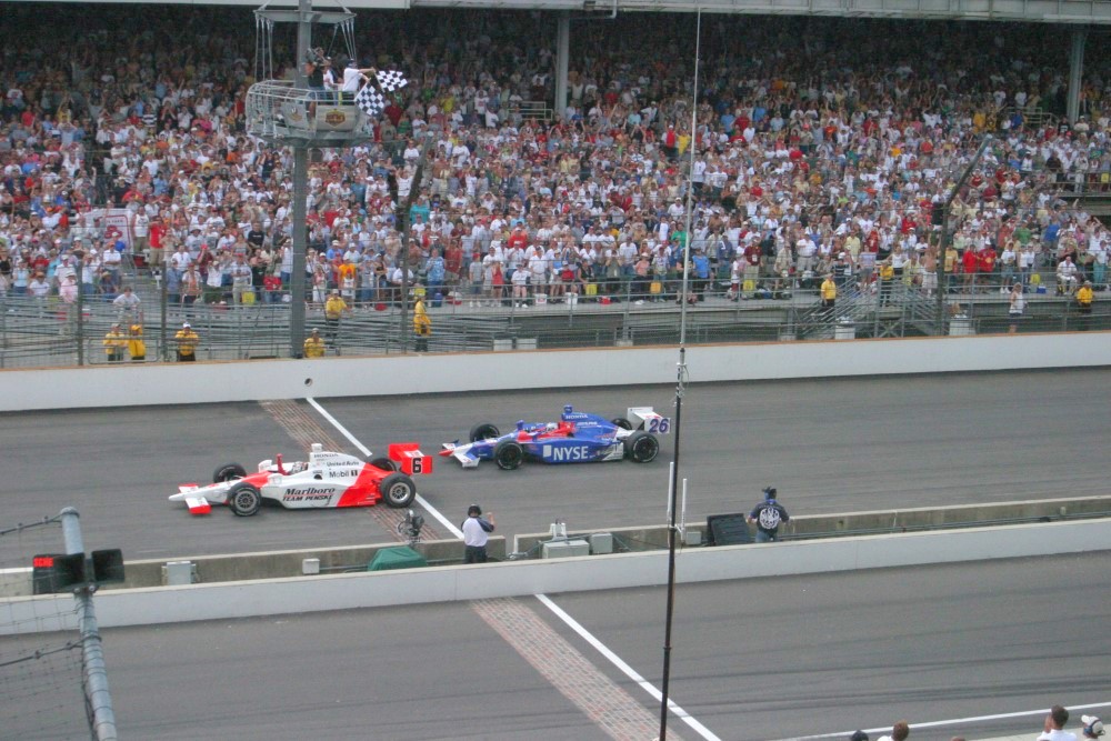 Watch the 2006 Indy 500 as Sam Hornish blows past Marco Andretti in last 100 yards as if he had nitrous oxide