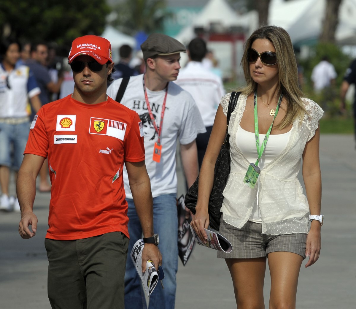 Felipe Massa and his girlfriend at the time at the 2008 Malaysian GP