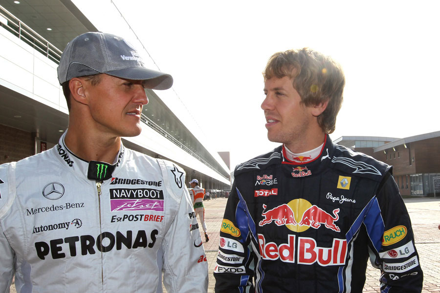 Schumacher and Vettel in 2011