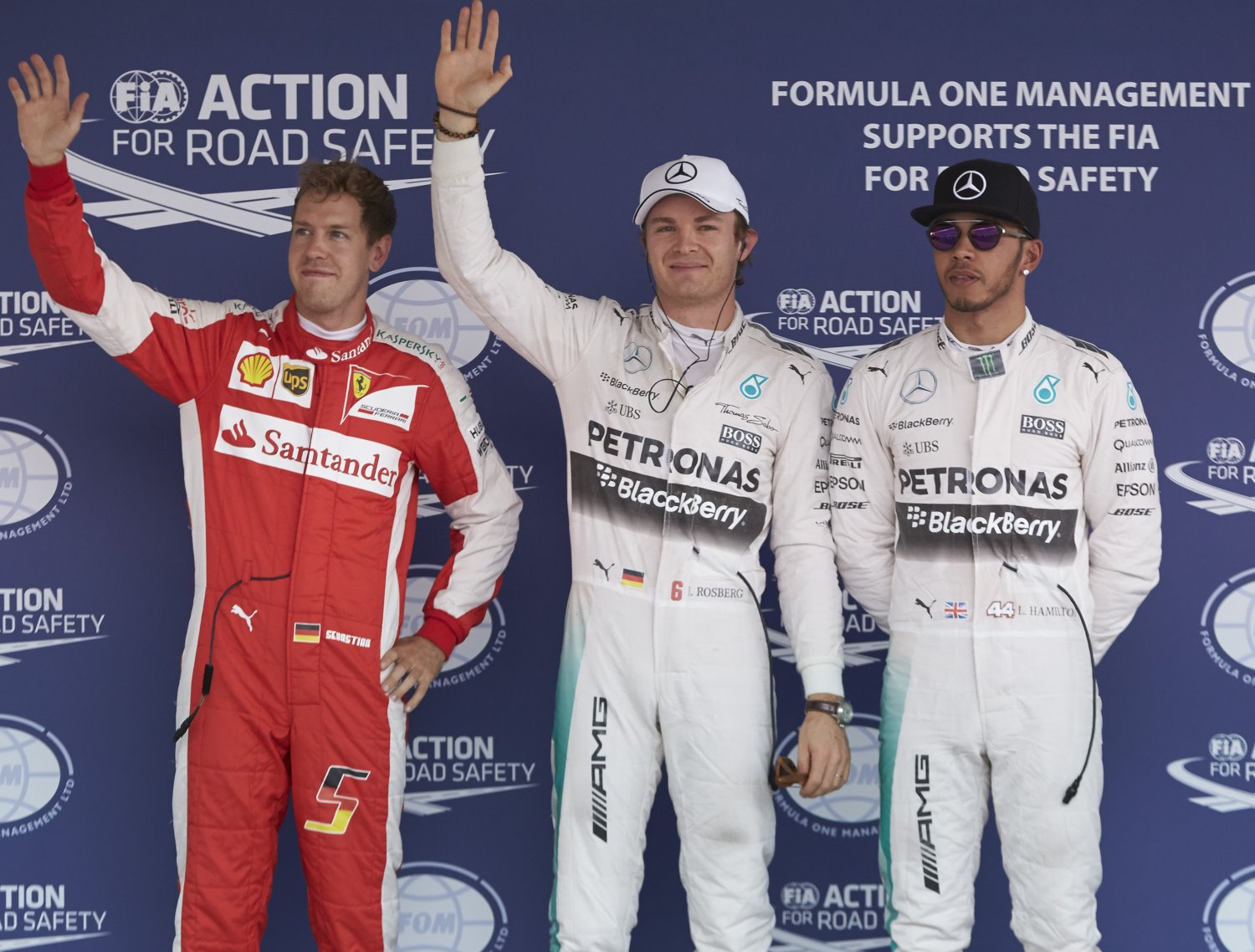 From left, Vettel, Rosberg and Hamilton