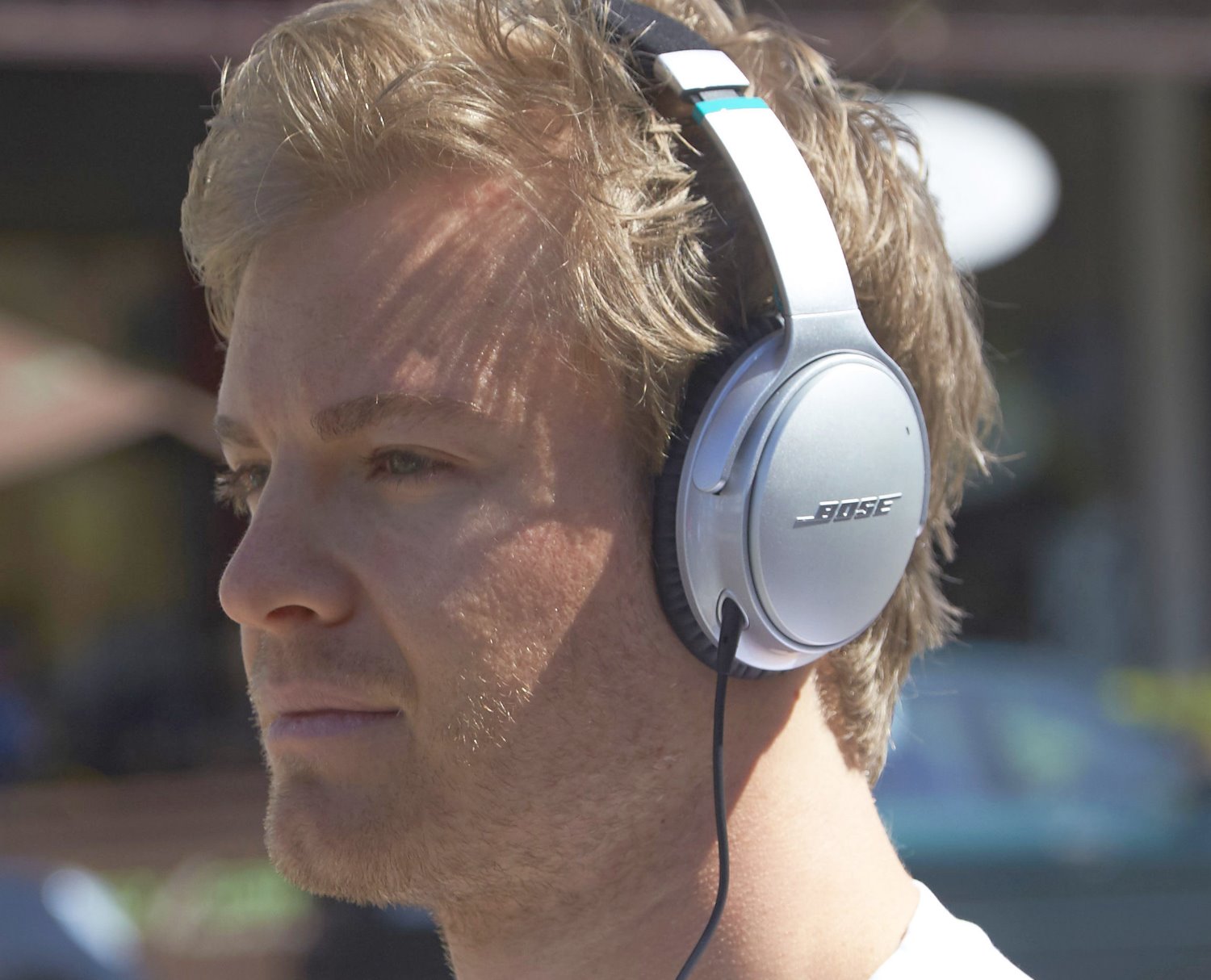 Rosberg wearing his Bose headset
