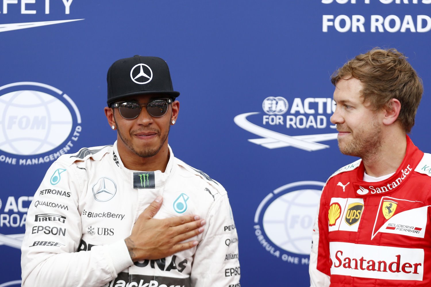 Hamilton and Vettel enjoy the moment