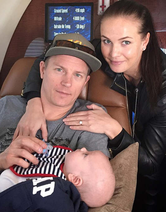 Raikkonen with son Robin and soon to be wife Mintu