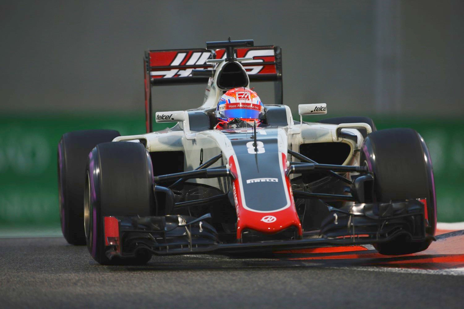 Romain Grosjean in the anti-American Haas machine at Abu Dhabi