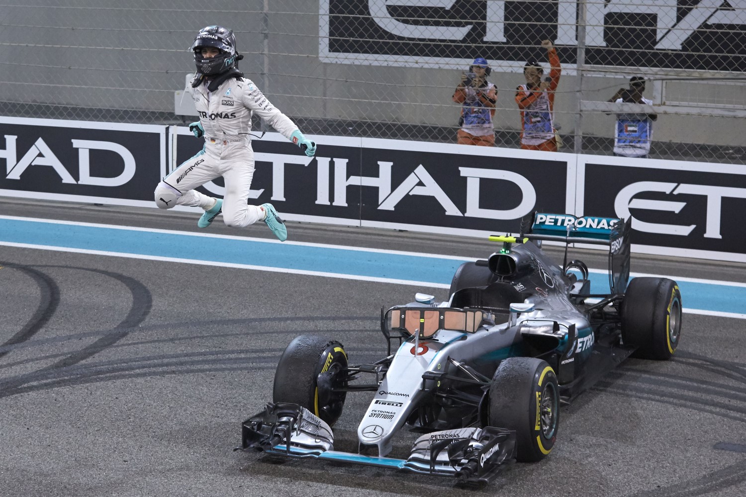 Rosberg jumps for joy