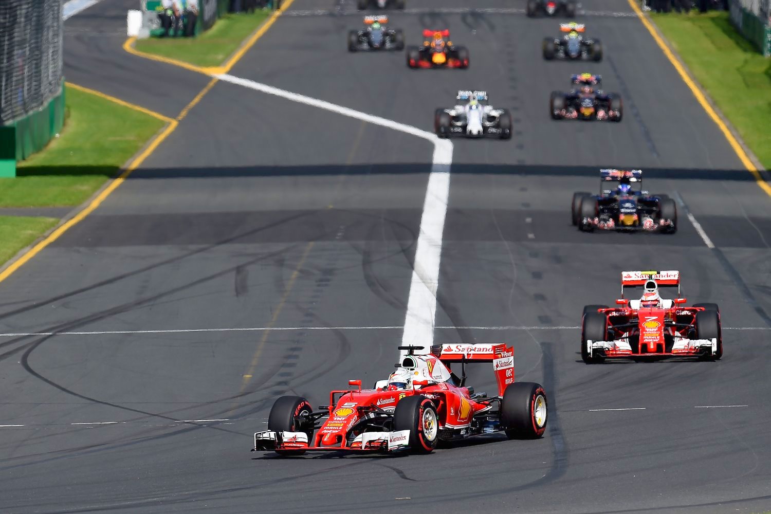 Vettel and Raikkonen run 1-2 in Australia. Vettel was not allowed to be told why Kimi dropped out of race