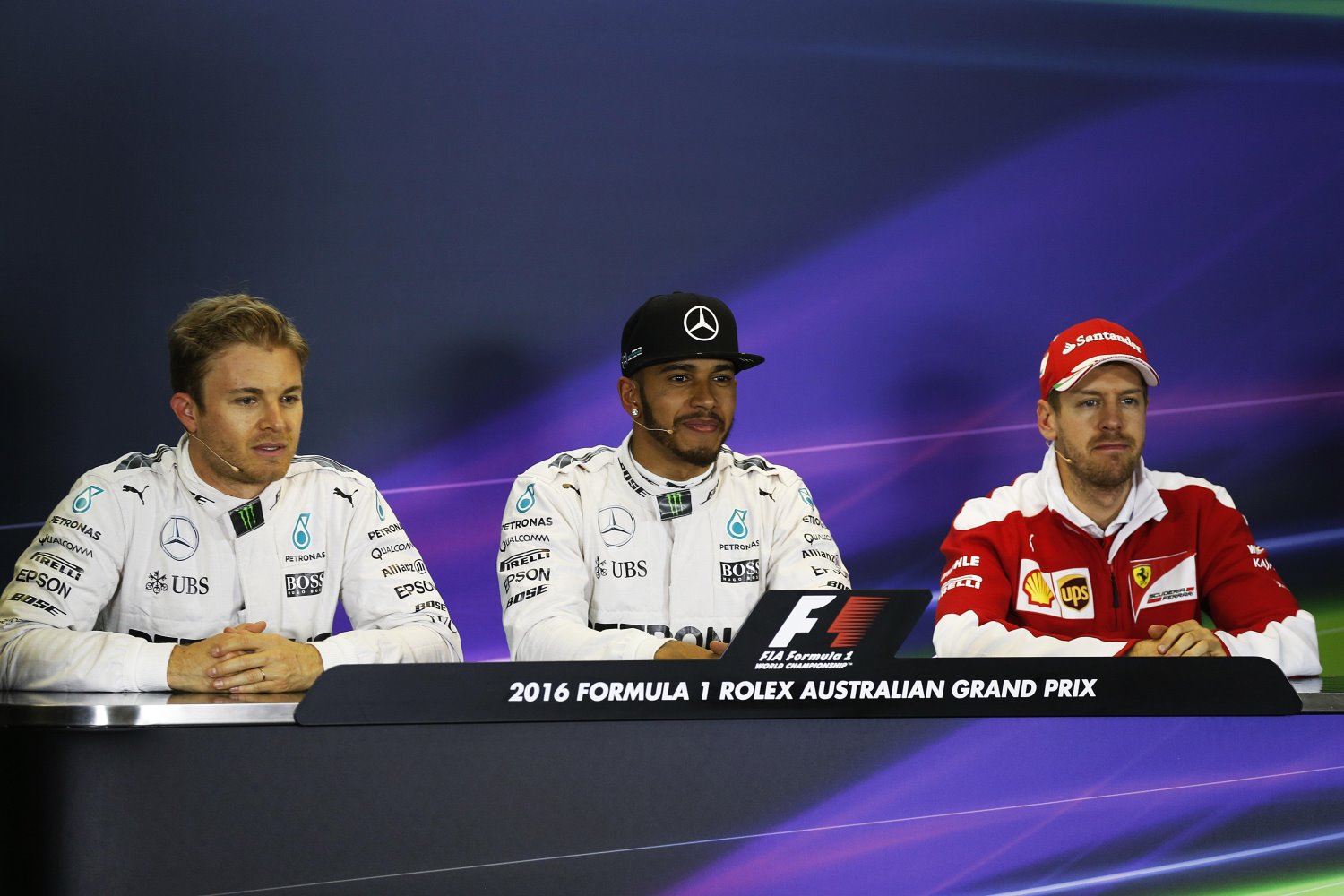 From left, Rosberg, Hamilton and Vettel