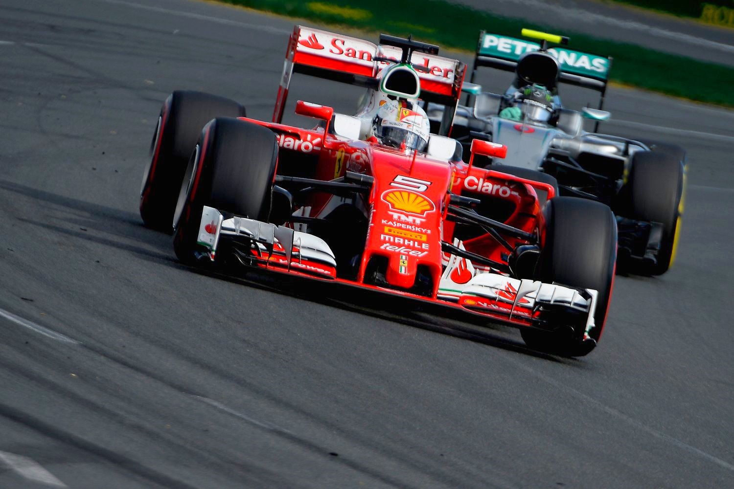 Vettel leads Rosberg in Melbourne. Remember Mercedes has far more engine tokens left for 2016