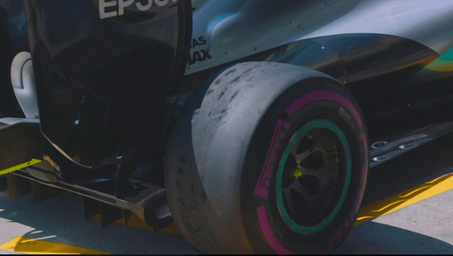 Mercedes team blistering the ultra-softs now that they can't cheat on the tire pressures