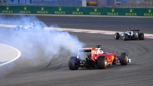 Vettel's Ferrari blows up and he was going slow