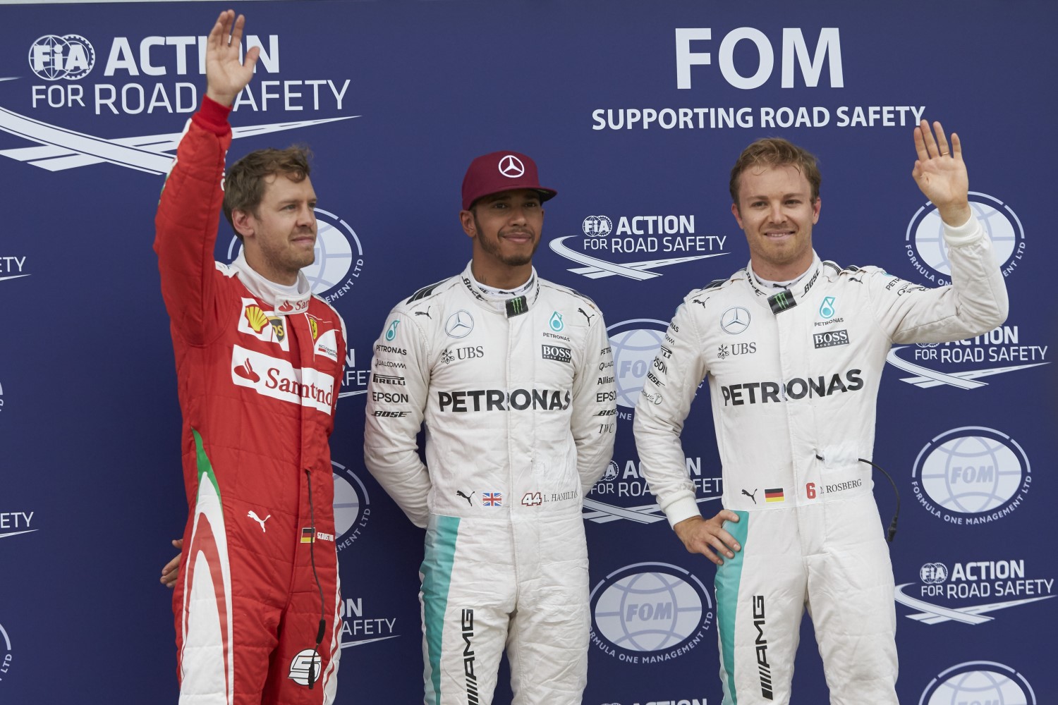 From left, Vettel, Hamilton and Rosberg