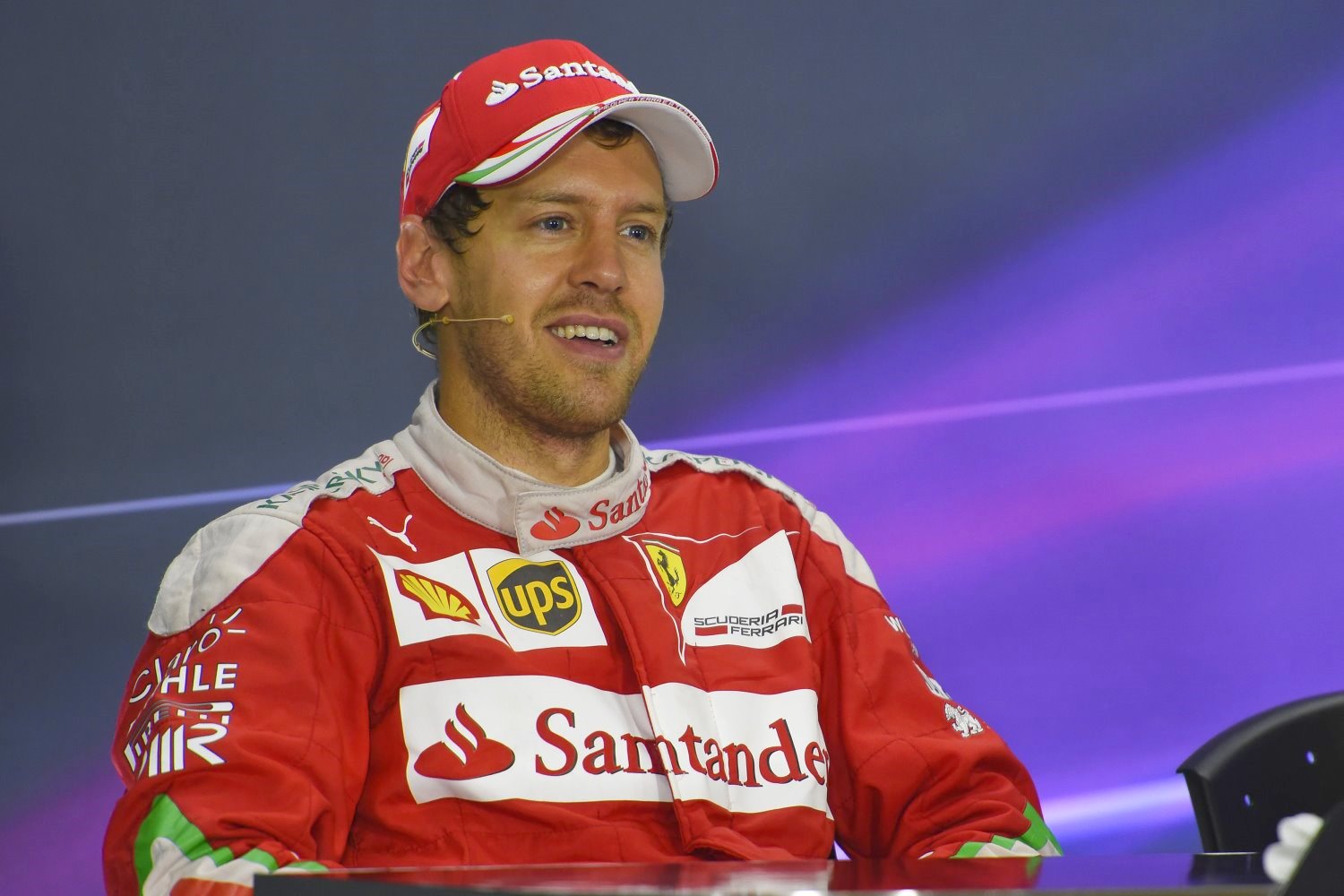 Vettel answers questions from media