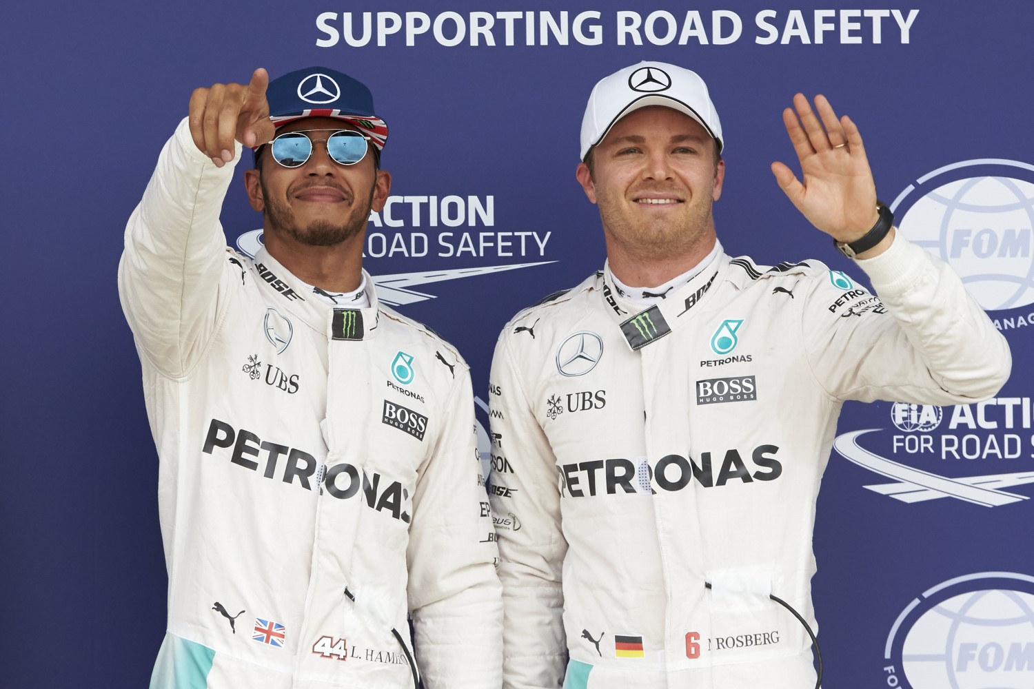 Lewis Hamilton and Nico Rosberg British GP 2016. Samstag