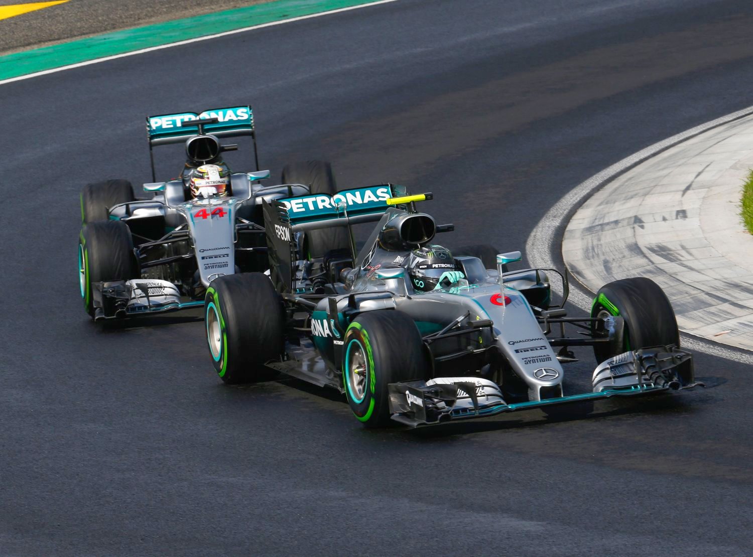 The Mercedes generate so much downforce they can run harder tires