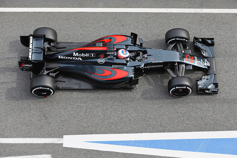Button in the new McLaren. They may be ahead of last year, but the others have pulled away leaving McLaren a backmarker