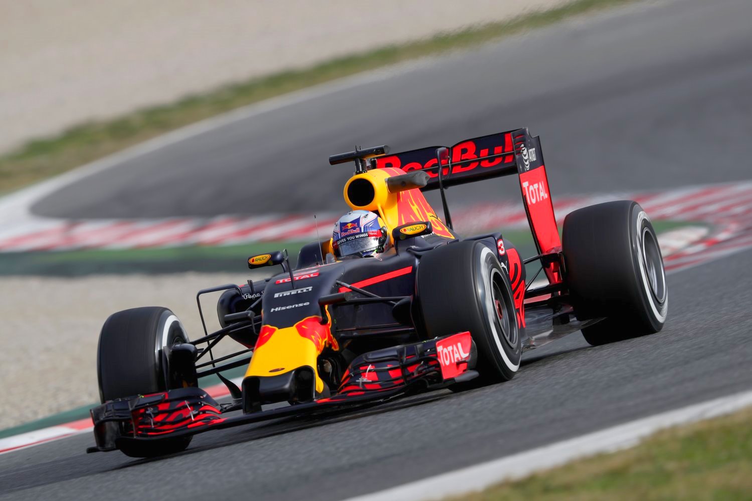 Daniel Ricciardo in the Renault powered Red Bull at Barcelona