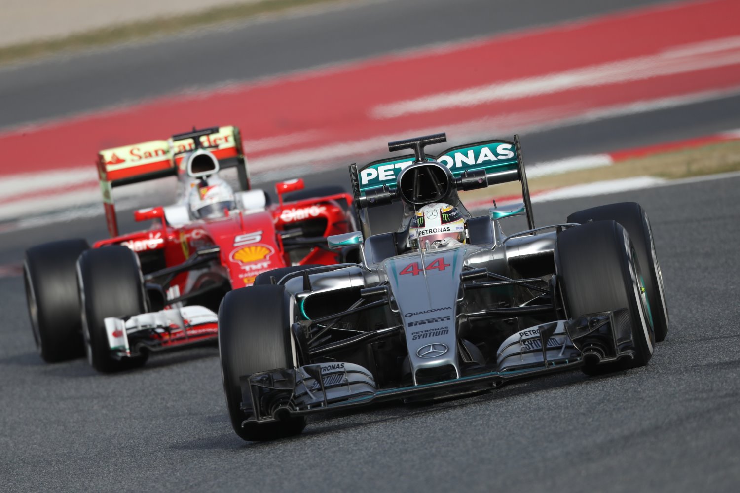 g inhaling Mercedes exhaust fumes.Preseason testing saw Vettel's Ferrari practin