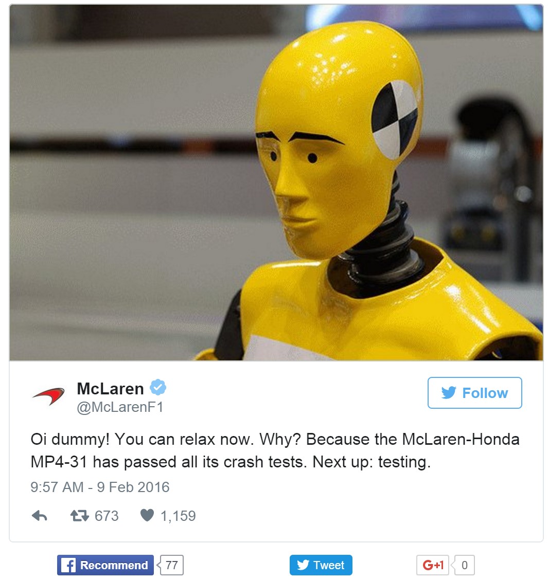 McLaren tweet