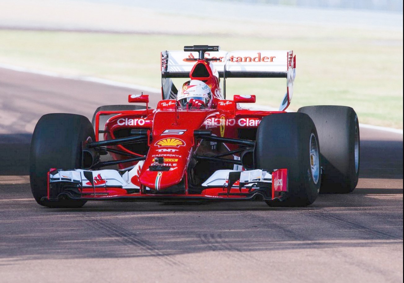 Vettel on the wide dry tires