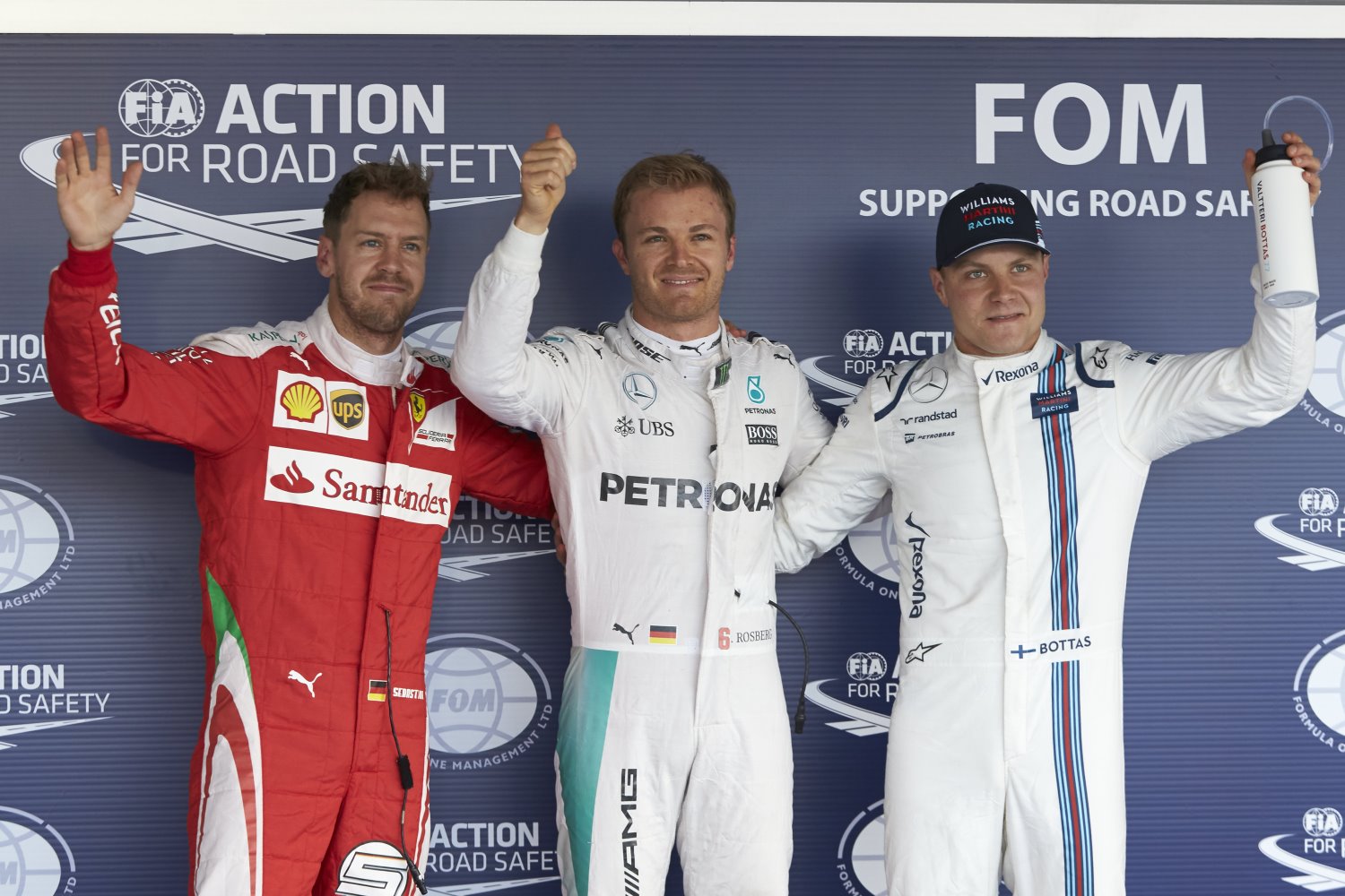 From left, Vettel, Rosberg and Bottas