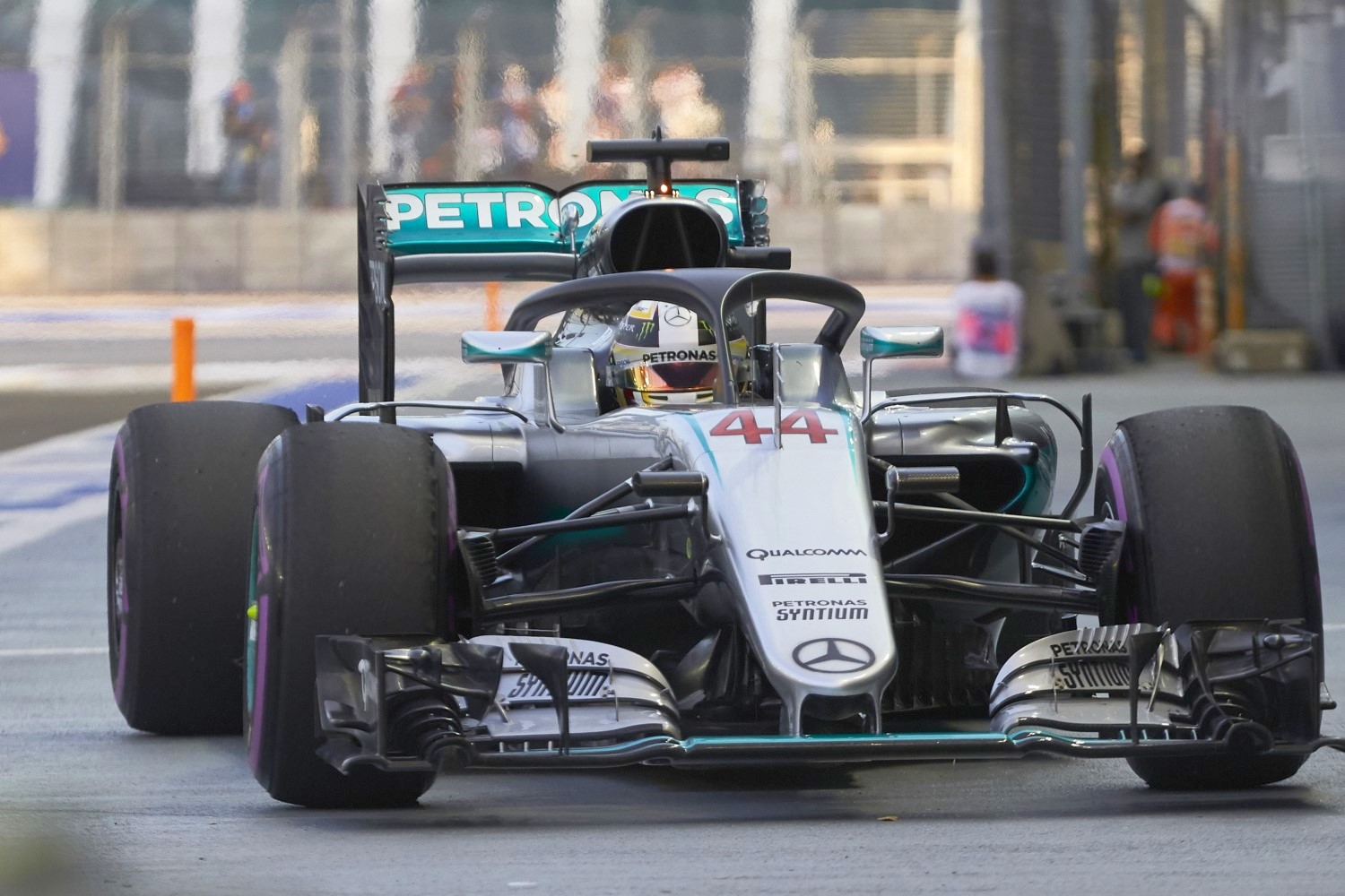 Lewis Hamilton tests the Halo in Singapore last year