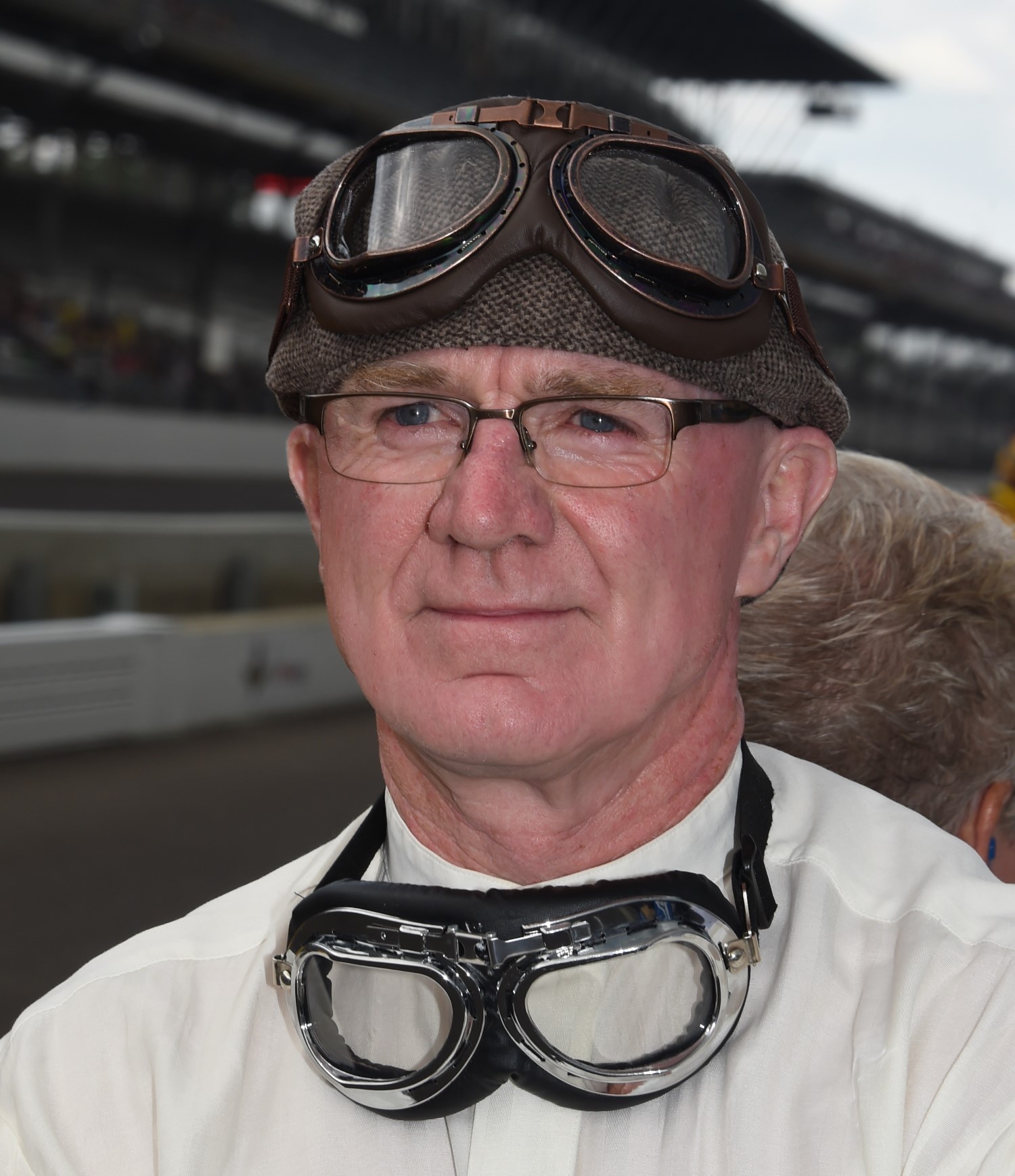 Derek, dressed in vintage race gear for the 100th Running of the Indianapolis 500
