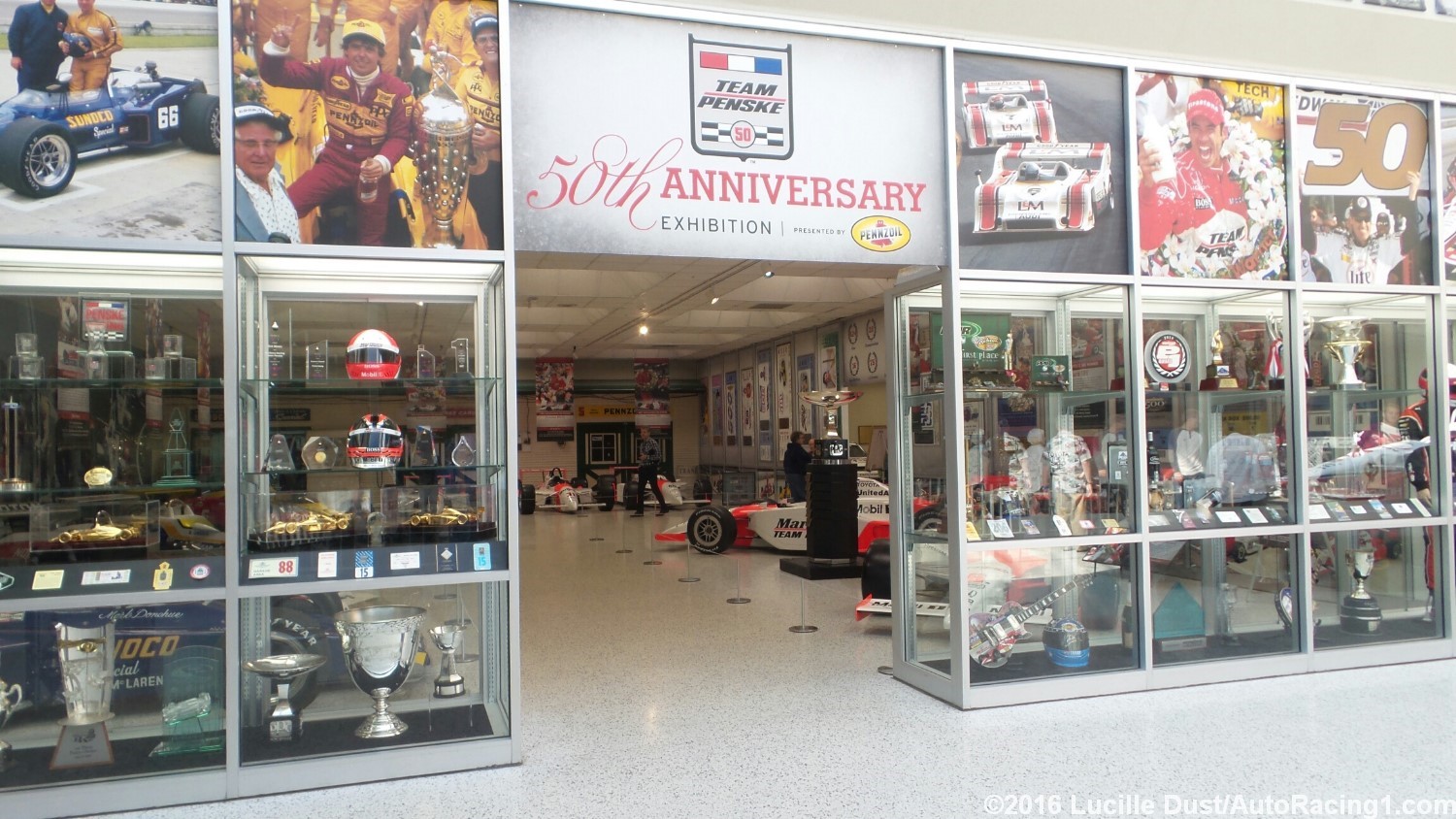 Penske display at the Speedway Museum