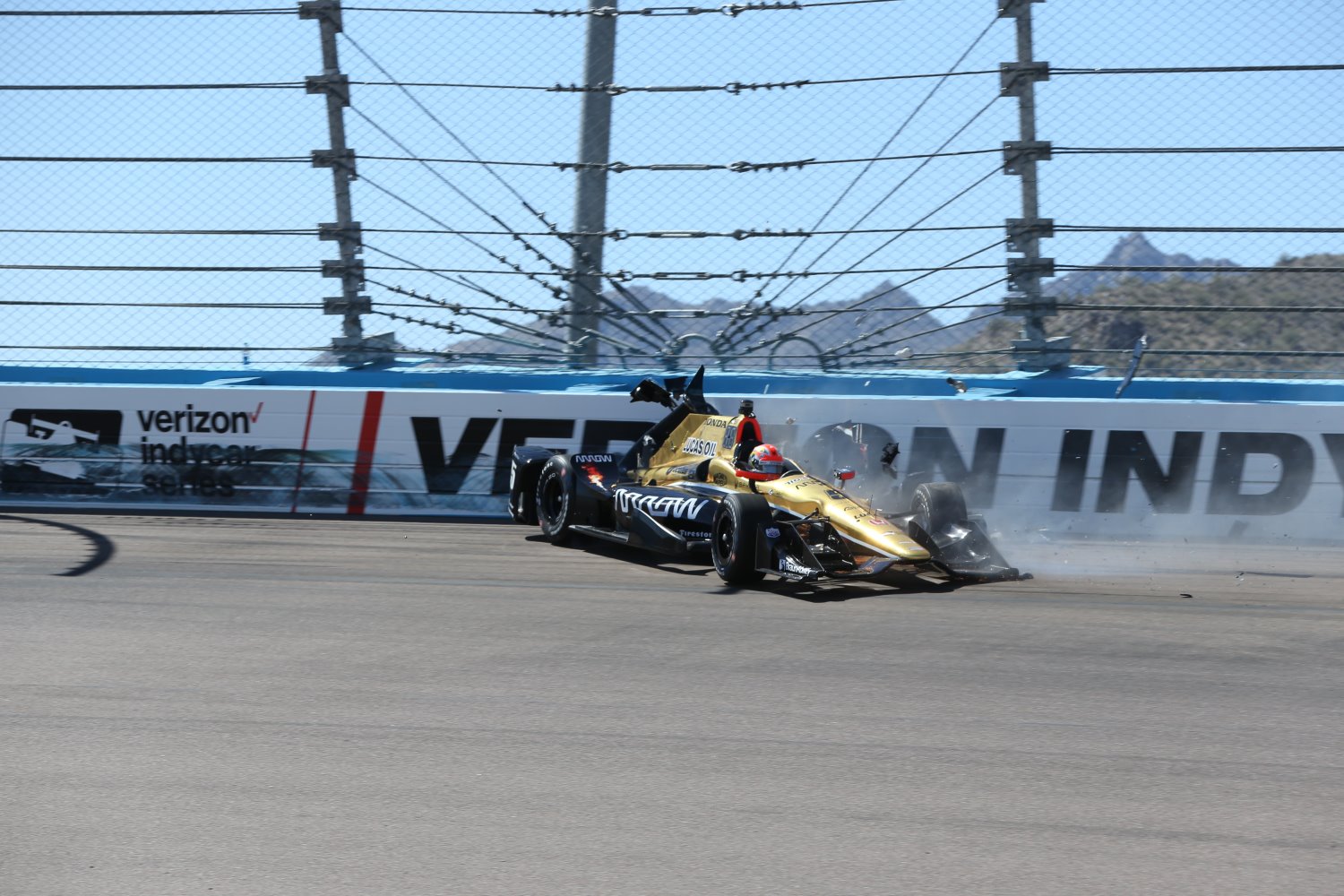 The weekend started off bad for Hinchcliffe, with his car careening off the Turn 1 wall