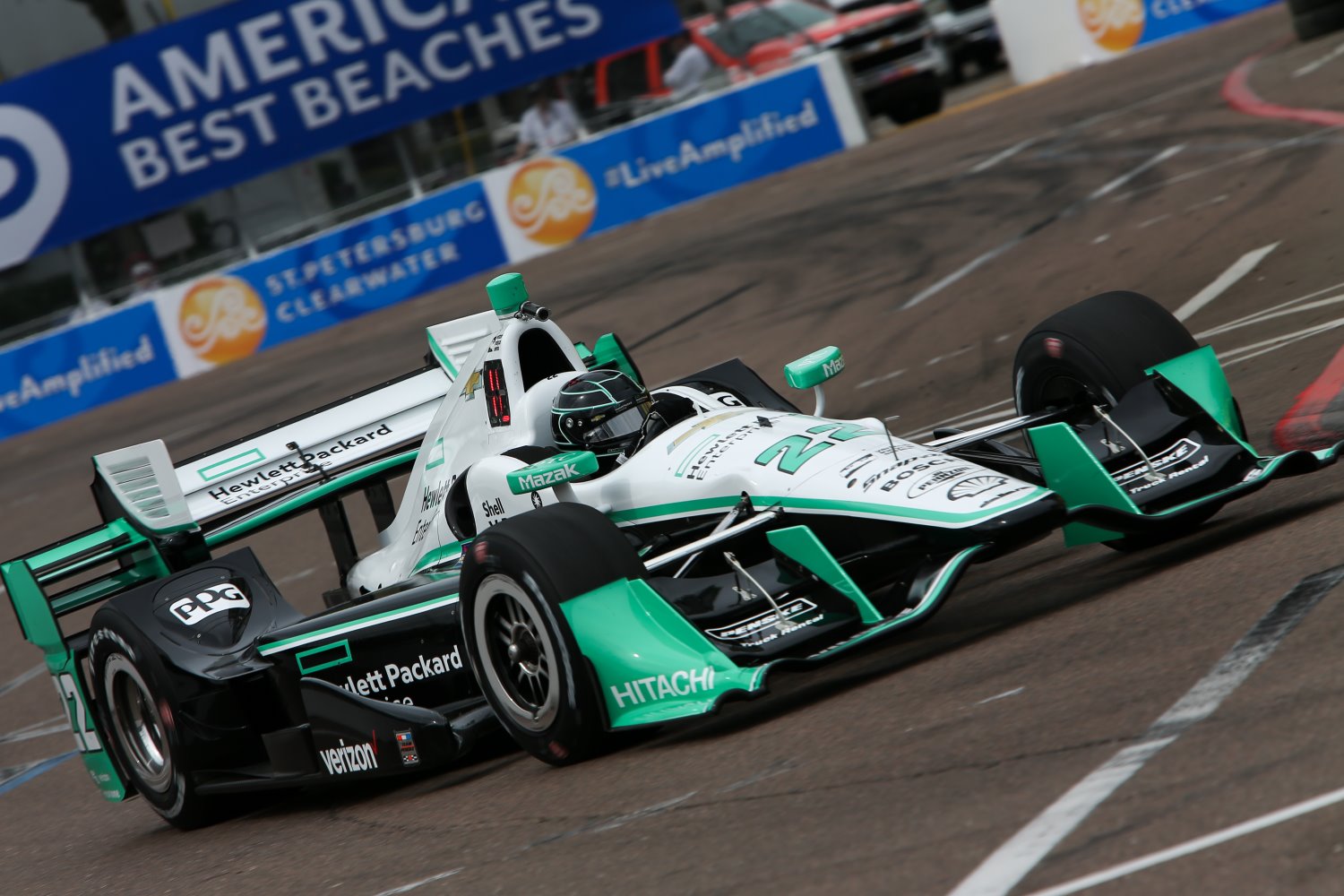 Simon Pagenaud on the streets of St. Pete Friday