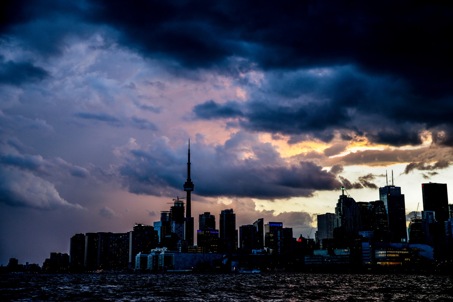 Sunrise behind the Toronto skyline