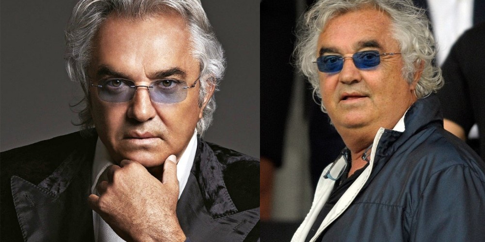 Flavio Briatore before (R) and after his face lift