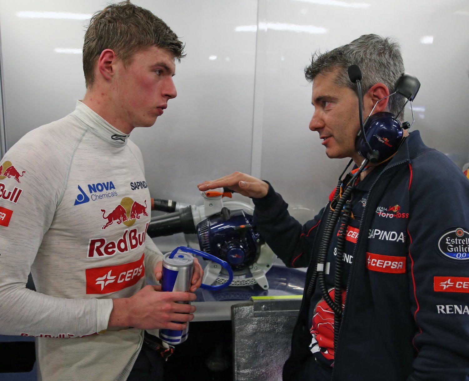 Verstappen (L) with his engineer Xevi Pujolar has moved to Monaco to avoid high Dutch taxes