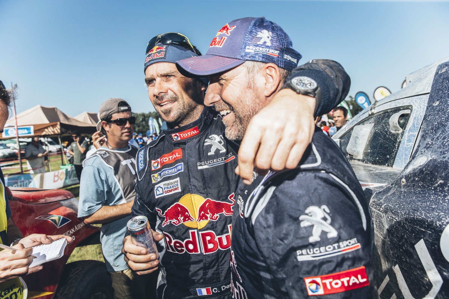 Peterhansel and his co-driver celebrate