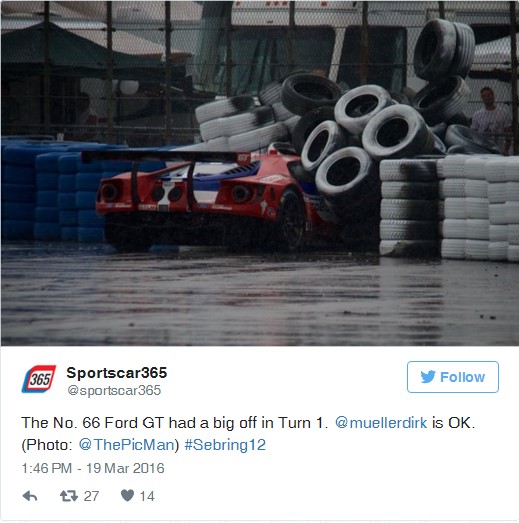 No. 66 Ford GT in Barriers