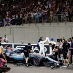 Hamilton and Bottas wave to crowd