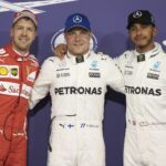 From left, Vettel, Bottas and Hamilton
