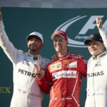 From left, Hamilton, Vettel and Bottas
