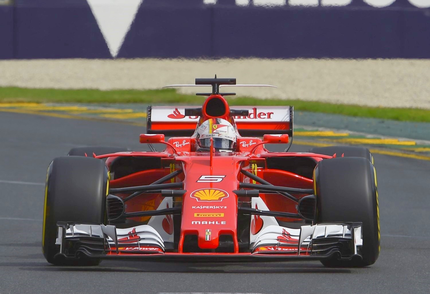 Vettel gave chase in the Ferrari but was no match for Hamilton on Friday