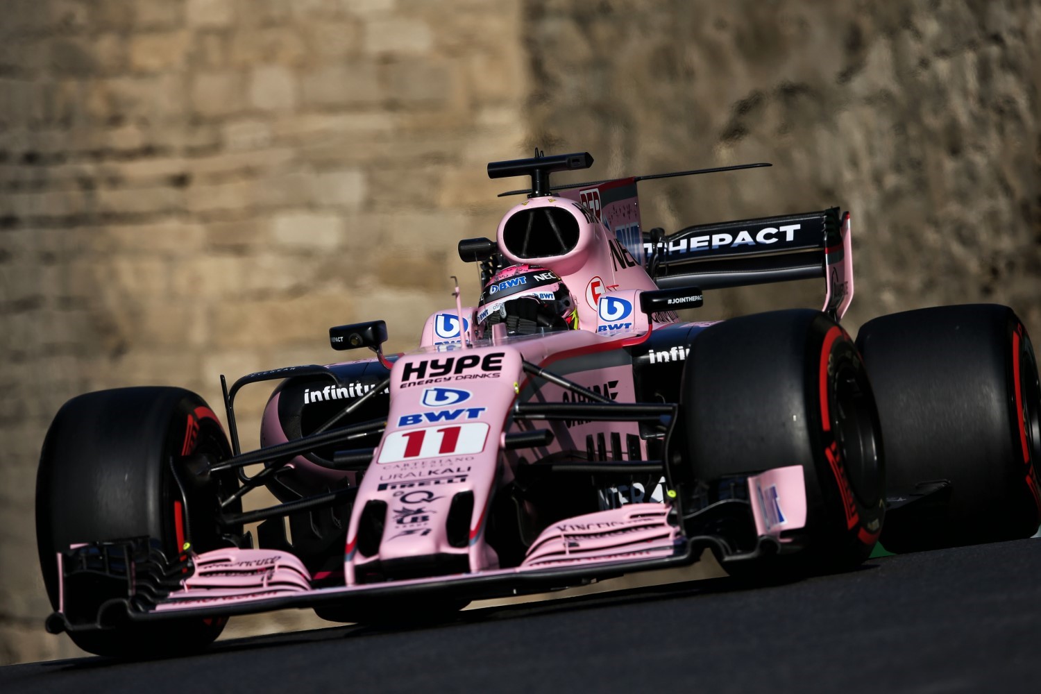 Perez in his 'pretty pink' Force India