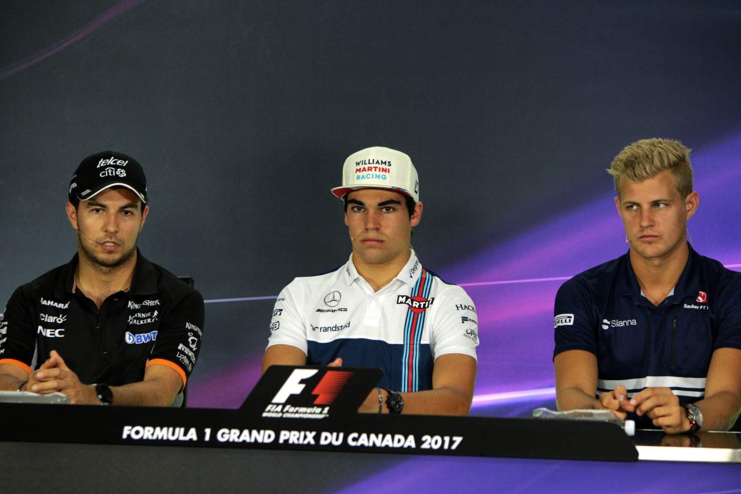 Part 2 drivers, from left, Perez, Stroll and Ericsson