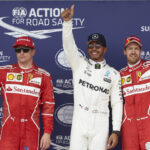 From left, Raikkonen, Hamilton and Vettel