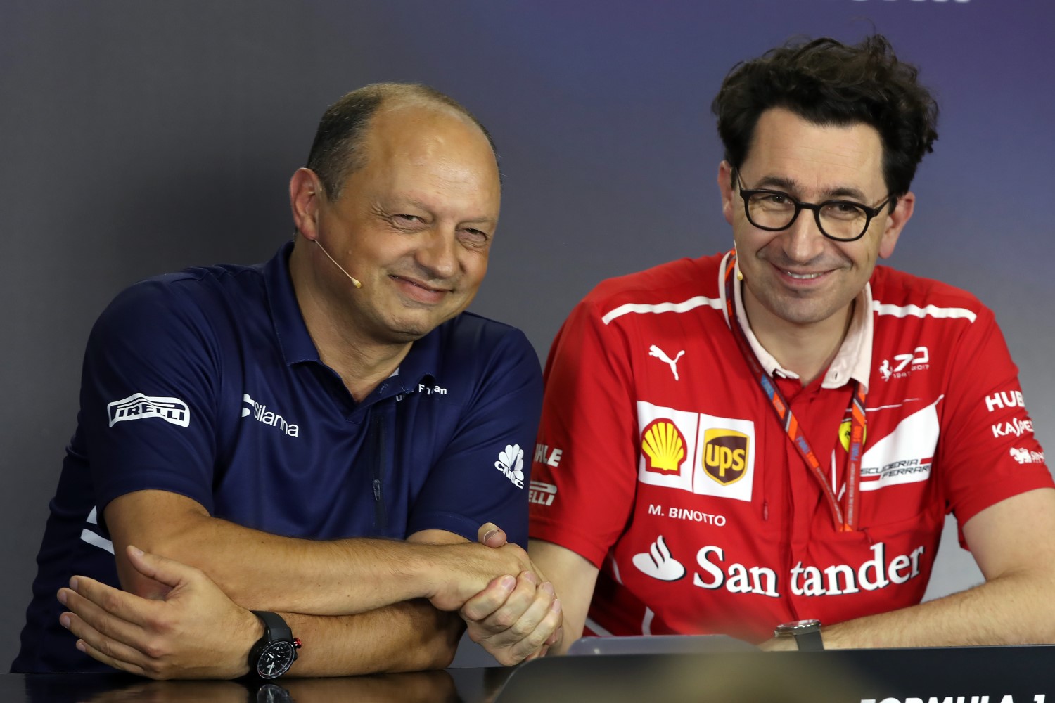 Vasseur and Binotto shake hands over new Sauber Ferrari engine deal