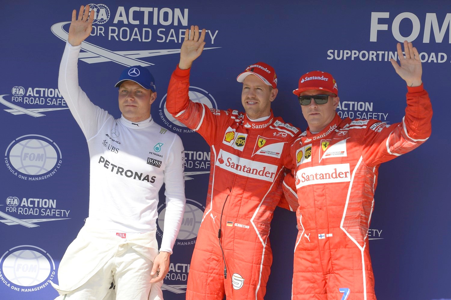 From left, Bottas, Vettel and Raikkonen