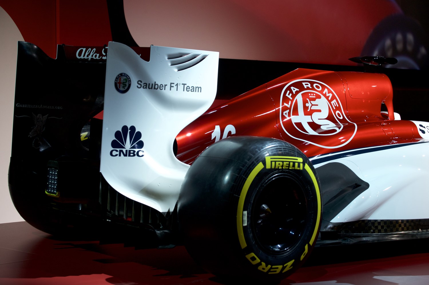 Alfa Romeo is very prominent on the car