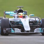 Lewis Hamilton does a filming run at Silverstone