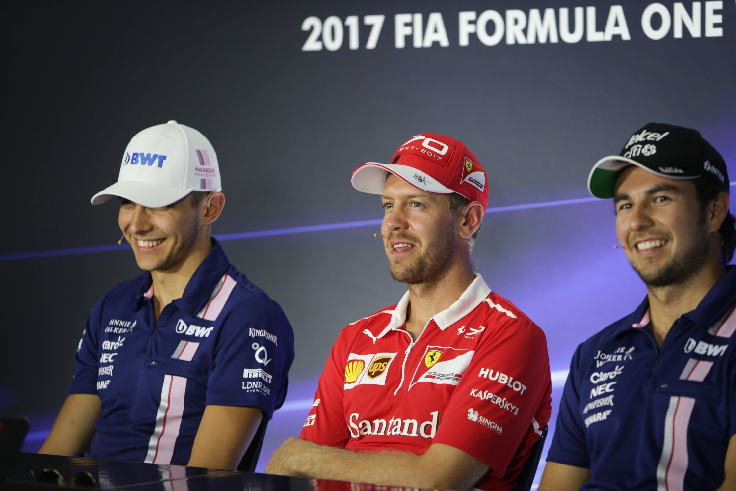 Ocon, Vettel and Perez