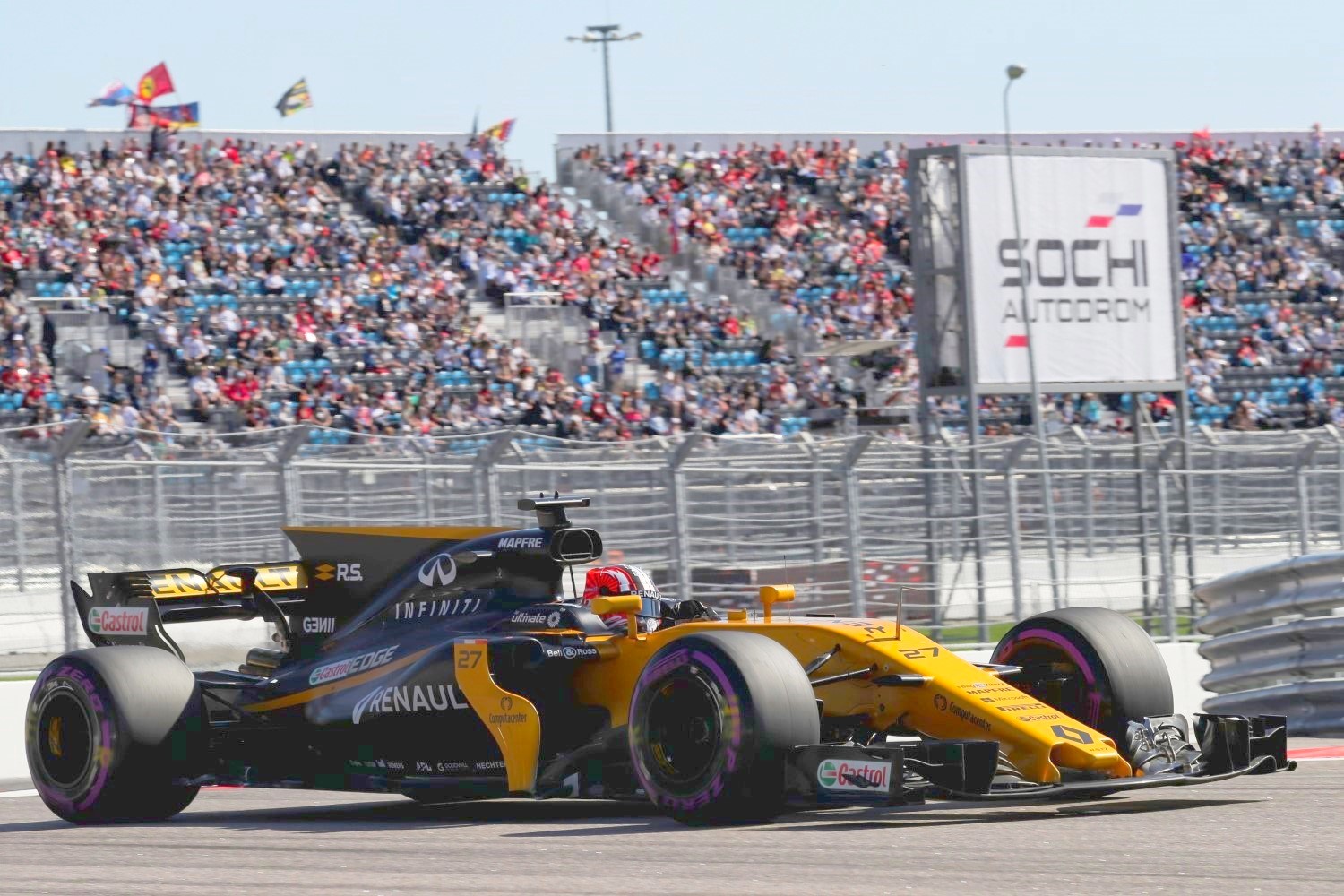 The Renaults still not on par with Mercedes and Ferrari