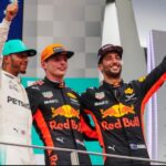 From left, Hamilton, Verstappen and Ricciardo