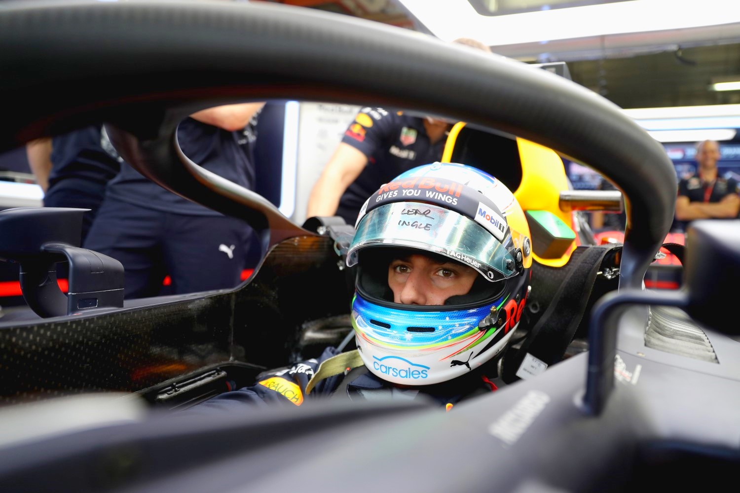 Ricciardo sits behind the ugly Halo
